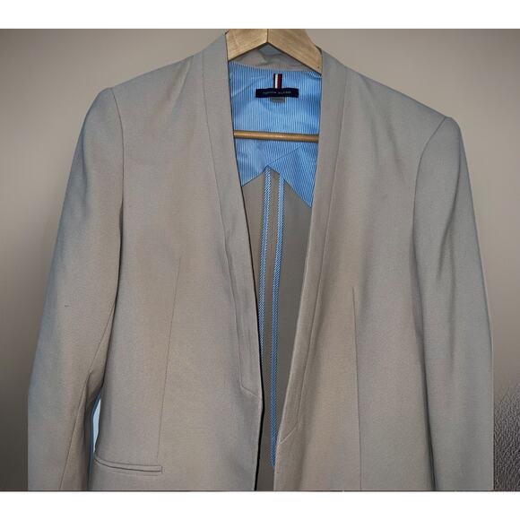 Tommy Hilfiger Women’s Open Front Beige Blazer Size 2 Crisp Clean Elegant - Picture 2 of 8